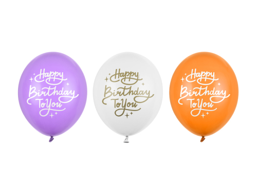 Baloni 30 cm, Daudz laimes dzimšanas dienā, maisījums (1 pkt / 50 gab.)