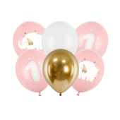 Balloons 30 cm, One year, Pastel Pale Pink (1 pkt / 6 pc.)