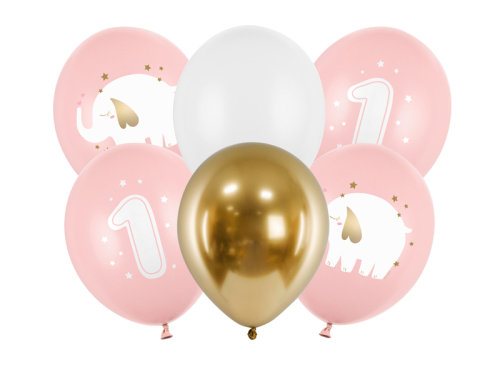 Balloons 30 cm, One year, Pastel Pale Pink (1 pkt / 6 pc.)