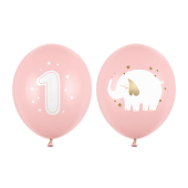 Balloons 30 cm, One year, Pastel Pale Pink (1 pkt / 50 pc.)