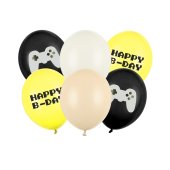 Balloons 30 cm, Happy B-day, mix (1 pkt / 6 pc.)