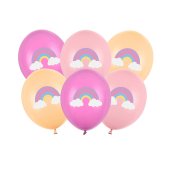 Balloons 30 cm, Rainbow, mix (1 pkt / 6 pc.)