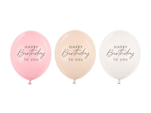 Balloons 30 cm, Happy Birthday, pink mix (1 pkt / 50 pc.) Balloons 30 cm, Happy Birthday, pink mix (1 pkt / 50 pc.)