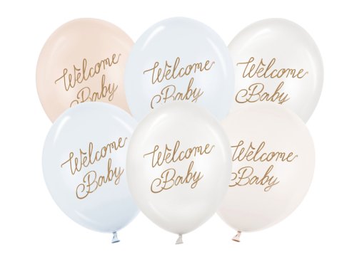 Balloons 30 cm, Welcome Baby, blue mix (1 pkt / 6 pc.)