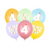 Balloons 30 cm, 4, mix (1 pkt / 6 pc.)