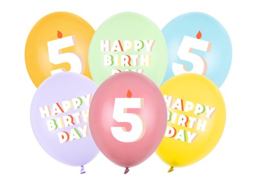 Balloons 30 cm, 5, mix (1 pkt / 6 pc.) Balloons 30 cm, 5, mix (1 pkt / 6 pc.)