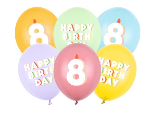 Balloons 30 cm, 8, mix (1 pkt / 6 pc.) Balloons 30 cm, 8, mix (1 pkt / 6 pc.)