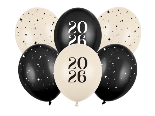 Balloons 30 cm, Happy New Year 2026, Pastel Mix (1 pkt / 6 pc.) Balloons 30 cm, Happy New Year 2026, Pastel Mix (1 pkt / 6 pc.)