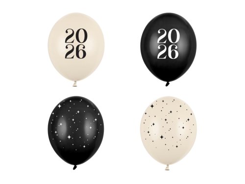 Balloons 30 cm, Happy New Year 2026, Pastel Mix (1 pkt / 50 pc.) Balloons 30 cm, Happy New Year 2026, Pastel Mix (1 pkt / 50 pc.)
