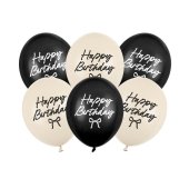 Strong balloons Happy Birthday Bows, 30 cm, mix (1 pkt / 6 pc.)