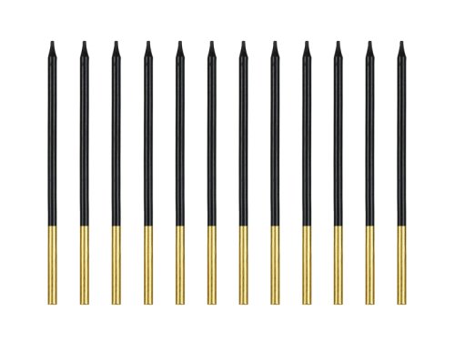 Plain birthday candles, black, 14 cm (1 pkt / 12 pc.)