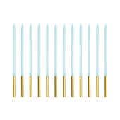 Plain birthday candles, light blue, 14 cm (1 pkt / 12 pc.)