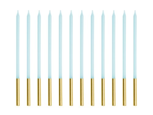 Plain birthday candles, light blue, 14 cm (1 pkt / 12 pc.)
