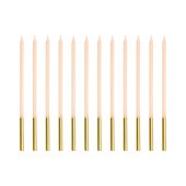 Plain birthday candles, beige, 14 cm (1 pkt / 12 pc.)