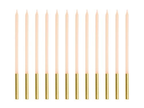Plain birthday candles, beige, 14 cm (1 pkt / 12 pc.)