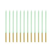 Plain birthday candles, light green, 14 cm (1 pkt / 12 pc.)