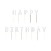 Birthday candles Happy Birthday, 2.5 cm, white (1 pkt / 13 pc.)