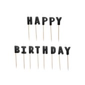 Happy Birthday birthday candles, 2.5 cm, black (1 pkt / 13 pc.)