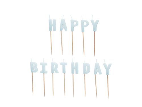 Birthday candles Happy Birthday, 2.5 cm, light blue (1 pkt / 13 pc.)