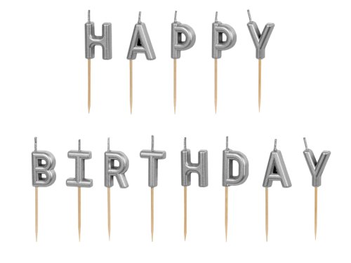 Birthday candles Happy Birthday, 2.5 cm, silver (1 pkt / 13 pc.) Birthday candles Happy Birthday, 2.5 cm, silver (1 pkt / 13 pc.)