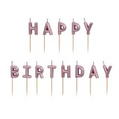 Birthday candles Happy Birthday, 2.5 cm, rose gold (1 pkt / 13 pc.)