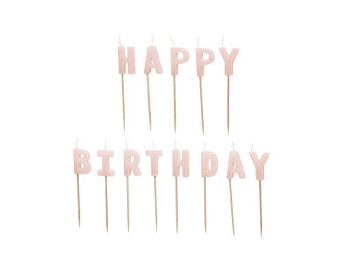 Birthday candles Happy Birthday, 2.5 cm, pink (1 pkt / 13 pc.)
