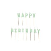 Birthday candles Happy Birthday, 2.5 cm, light green (1 pkt / 13 pc.)