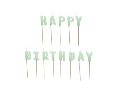 Birthday candles Happy Birthday, 2.5 cm, light green (1 pkt / 13 pc.) Birthday candles Happy Birthday, 2.5 cm, light green (1 pkt / 13 pc.)
