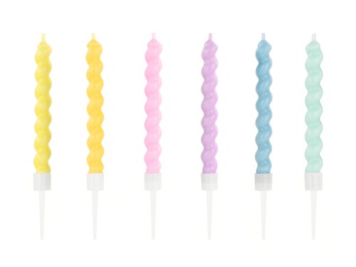 Birthday candles curl, 8.5 cm, mix (1 pkt / 6 pc.)