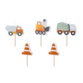 Birthday candles Road works, 3-4.5 cm, mix (1 pkt / 5 pc.)