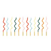 Birthday candles curl Rainbow, 14 cm, mix (1 pkt / 12 pc.)