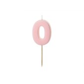 Birthday candle Number 0, light pink, 5.5 cm
