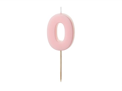 Birthday candle Number 0, light pink, 5.5 cm