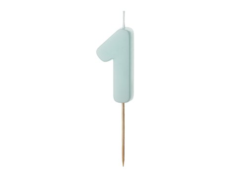 Birthday candle Numeral 1, light blue, size 5.5 cm Birthday candle Numeral 1, light blue, size 5.5 cm