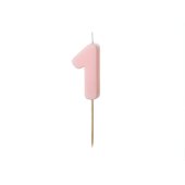 Birthday candle Number 1, light pink, 5.5 cm