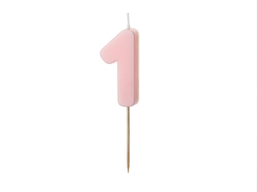 Birthday candle Number 1, light pink, 5.5 cm