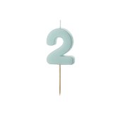 Birthday candle Numeral 2, light blue, size 5.5 cm