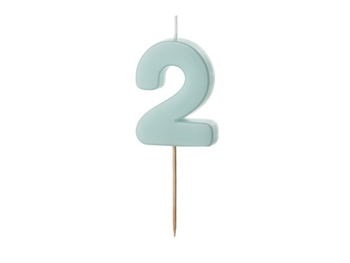 Birthday candle Numeral 2, light blue, size 5.5 cm Birthday candle Numeral 2, light blue, size 5.5 cm