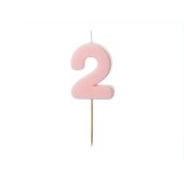 Birthday candle Number 2, light pink, 5.5 cm