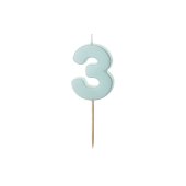 Birthday candle Numeral 3, light blue, size 5.5 cm