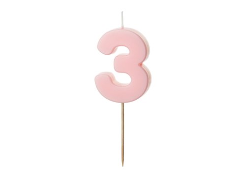 Birthday candle Number 3, light pink, 5.5 cm Birthday candle Number 3, light pink, 5.5 cm