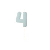 Birthday candle Numeral 4, light blue, size 5.5 cm