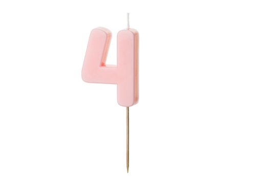 Birthday candle Number 4, light pink, 5.5 cm Birthday candle Number 4, light pink, 5.5 cm