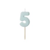 Birthday candle Numeral 5, light blue, size 5.5 cm
