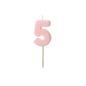 Birthday candle Number 5, light pink, 5.5 cm