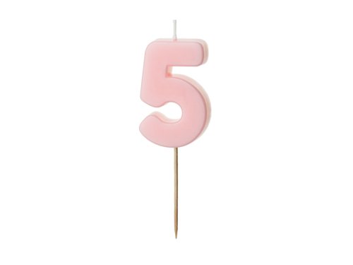 Birthday candle Number 5, light pink, 5.5 cm Birthday candle Number 5, light pink, 5.5 cm