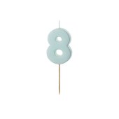 Birthday candle Numeral 8, light blue, size 5.5 cm