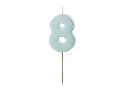 Birthday candle Numeral 8, light blue, size 5.5 cm Birthday candle Numeral 8, light blue, size 5.5 cm