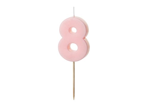 Birthday candle Number 8, light pink, 5.5 cm