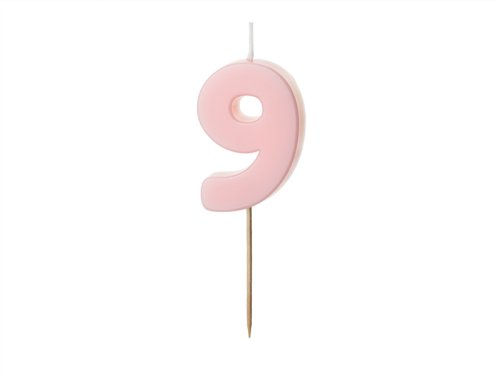 Birthday candle Number 9, light pink, 5.5 cm Birthday candle Number 9, light pink, 5.5 cm